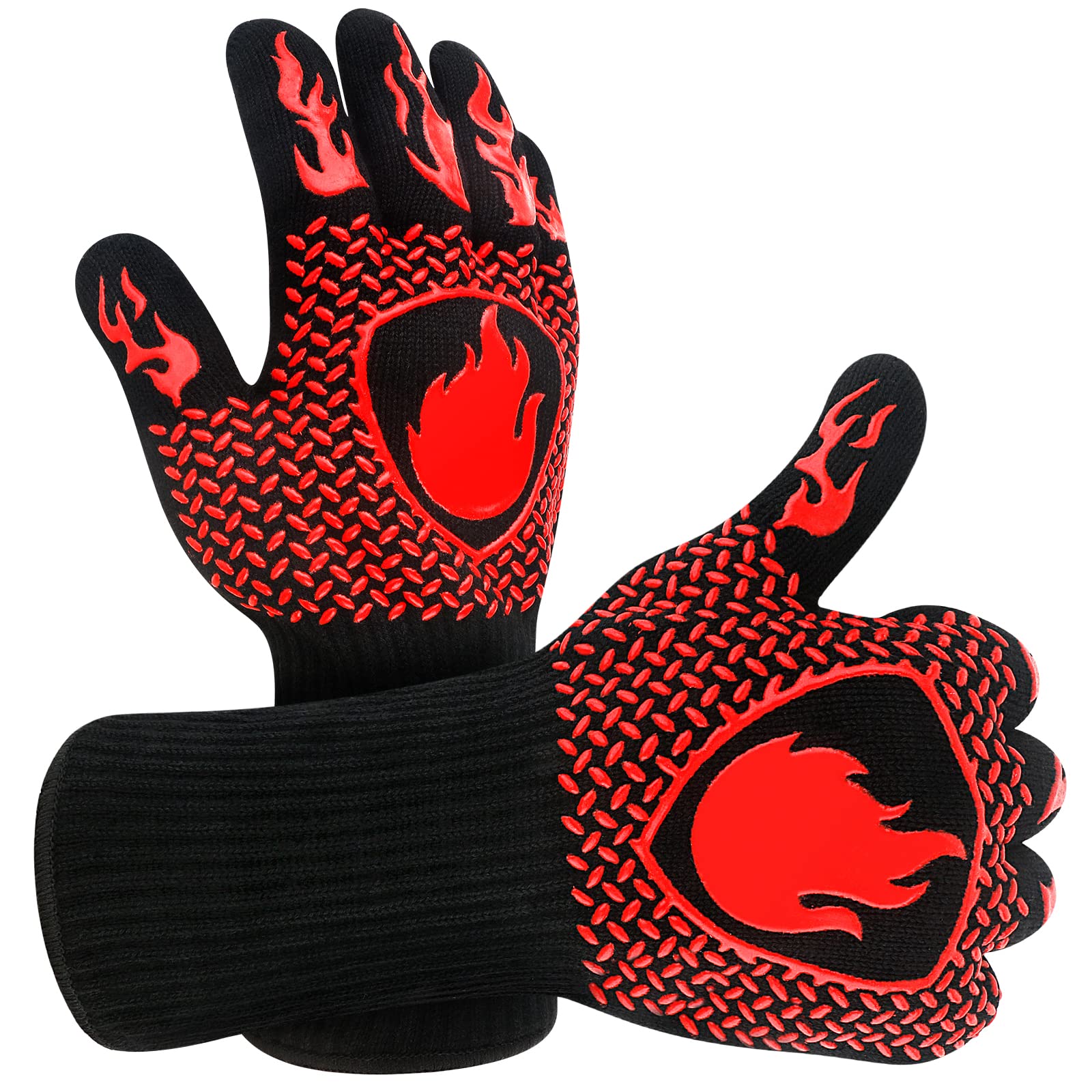 BBQ Gloves, 1472℉ Extreme Heat Resistant Gloves with Long Cuff